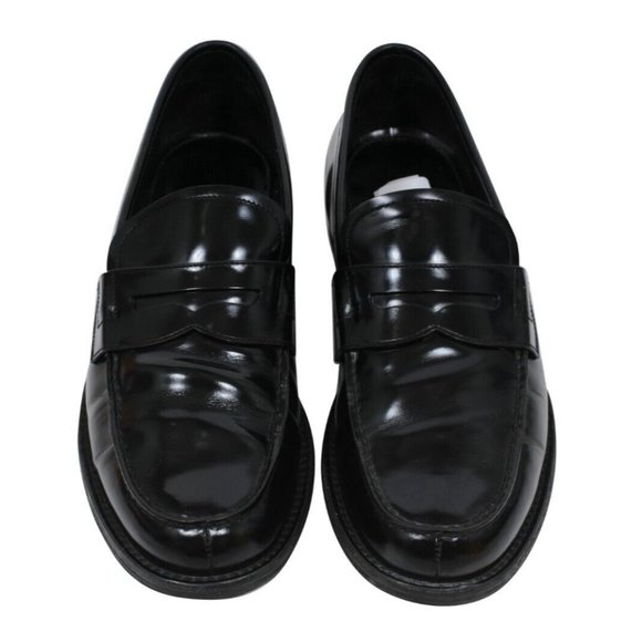 Prada Mens Penny Loafers Size US9.5 UK8.5 Black Leather Slip On Moccasin Shoes - Picture 1 of 12